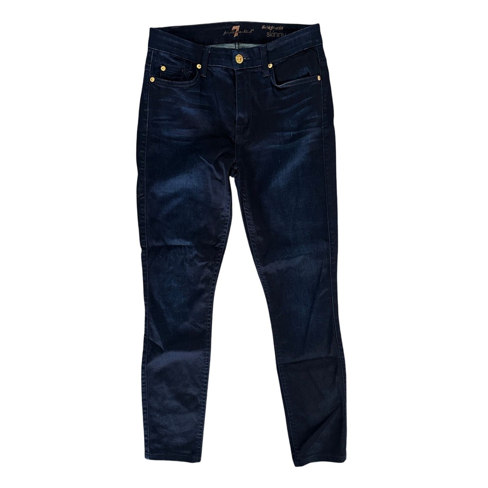 7 For All Mankind Size 27 High Waist Skinny Jeans Dark Wash Stretch‎ Denim